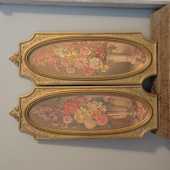 Vintage Other - Vintage Pair of Cecil Rubino Floral Wall Art